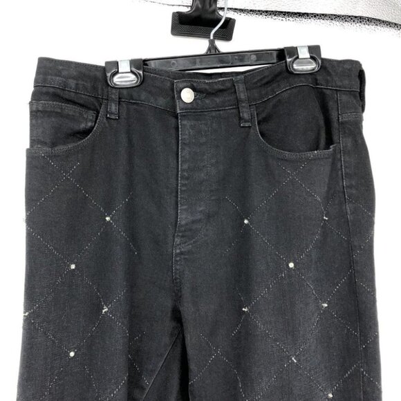 Brockenbow  X Zadig & Voltaire Black Queen Mary studded Diamond jeans size 26 - Picture 7 of 16